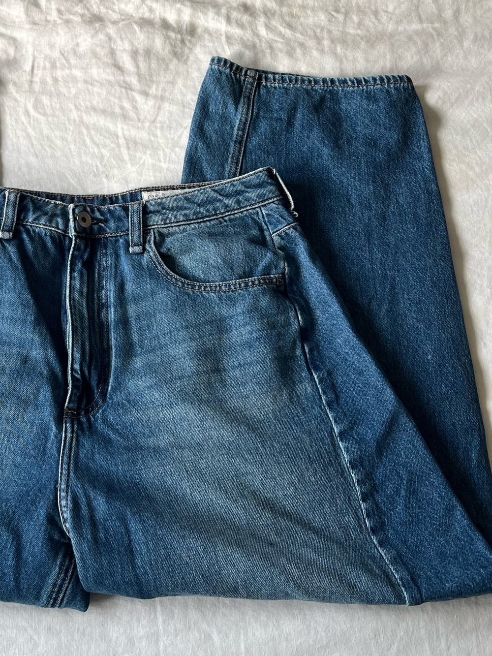 rag & bone cheese, high-rise barrel leg crop jeans